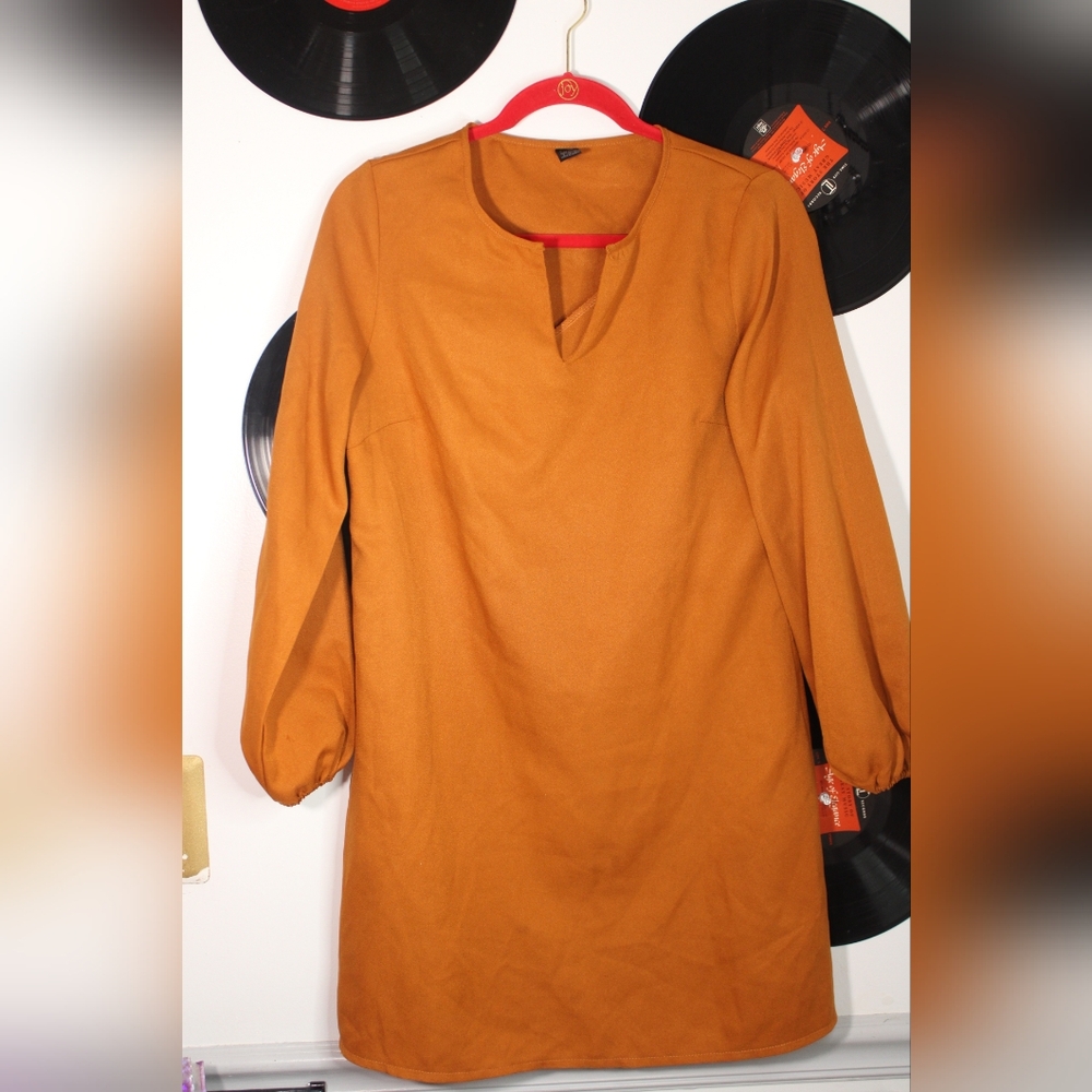 Stylish Orange Long Sleeve Dress